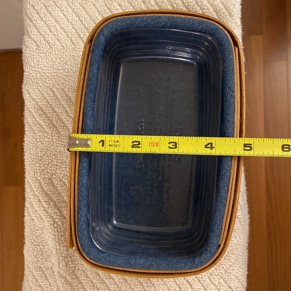 Vintage 2004 Longaberger Biscuit Basket Blue Fabric Liner & Plastic Protector
